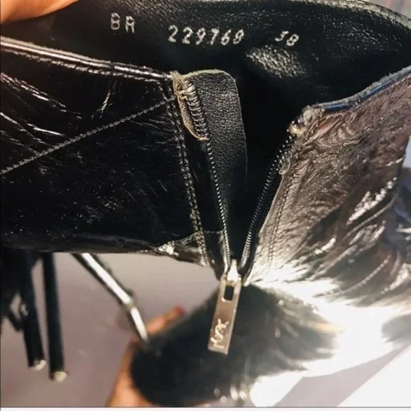 Yves Saint Laurent Eel Skin YSL Stiletto Booties 8 38 - Picture 15 of 17